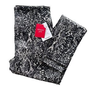 SPANX Girls Medium 10-12 Black Grey Snake Skin Shine Faux Leather Legging 20324G